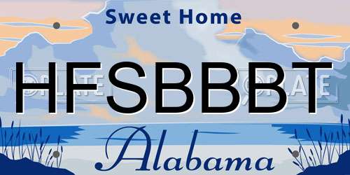 HFSBBBT Alabama License Plate