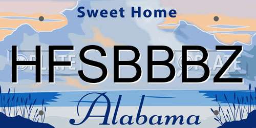 HFSBBBZ Alabama License Plate