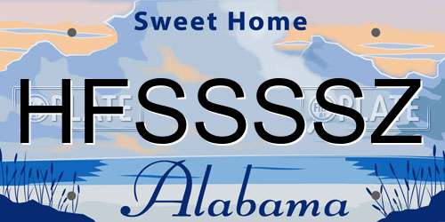 HFSSSSZ Alabama License Plate