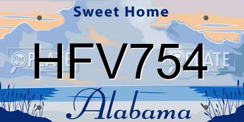 HFV754 Alabama License Plate