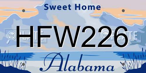 HFW226 Alabama License Plate