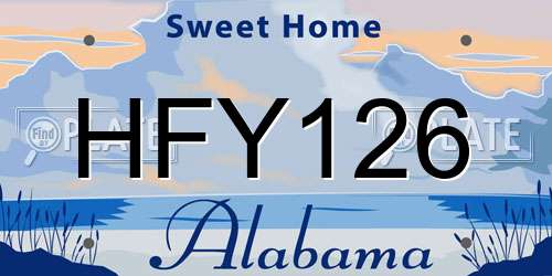 HFY126 Alabama License Plate