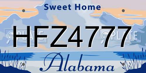 HFZ4777 Alabama License Plate