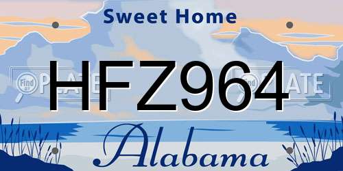 HFZ964 Alabama License Plate