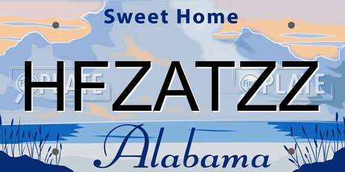 HFZATZZ Alabama License Plate