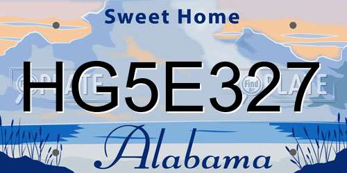 HG5E327 Alabama License Plate