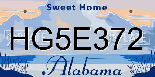 HG5E372 Alabama License Plate