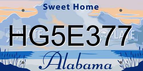 HG5E377 Alabama License Plate