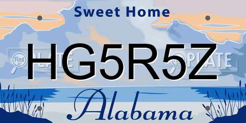 HG5R5Z Alabama License Plate