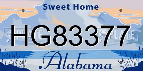 HG83377 Alabama License Plate