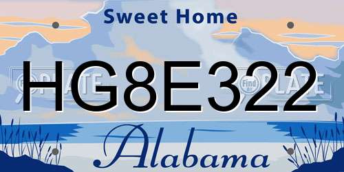 HG8E322 Alabama License Plate
