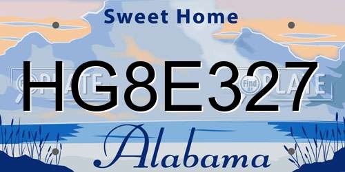 HG8E327 Alabama License Plate