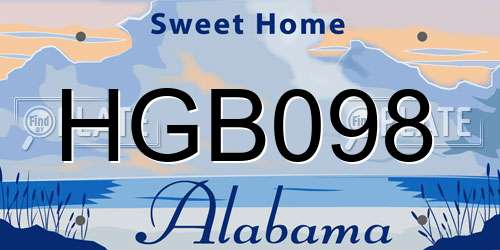 HGB098 Alabama License Plate