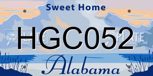 HGC052 Alabama License Plate