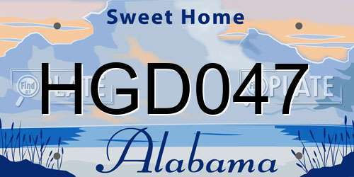 HGD047 Alabama License Plate