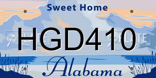 HGD410 Alabama License Plate