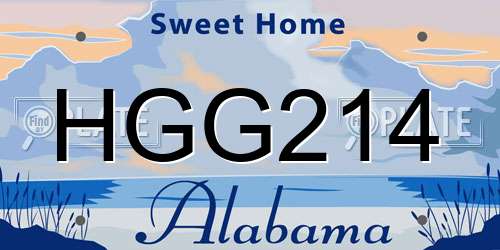 HGG214 Alabama License Plate