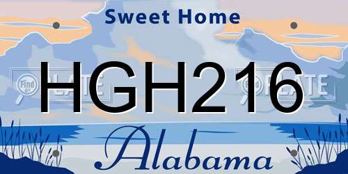 HGH216 Alabama License Plate