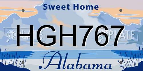 HGH767 Alabama License Plate