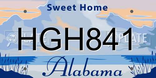 HGH841 Alabama License Plate
