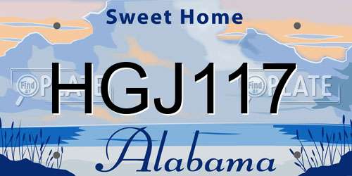 HGJ117 Alabama License Plate