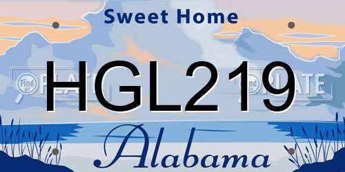 HGL219 Alabama License Plate