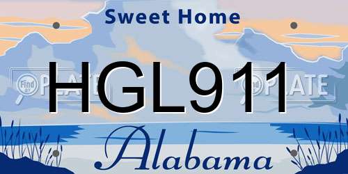 HGL911 Alabama License Plate