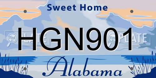 HGN901 Alabama License Plate