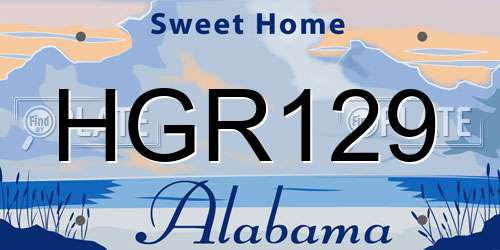 HGR129 Alabama License Plate