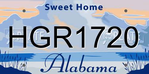 HGR1720 Alabama License Plate