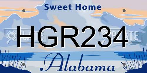 HGR234 Alabama License Plate