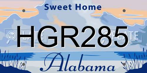 HGR285 Alabama License Plate
