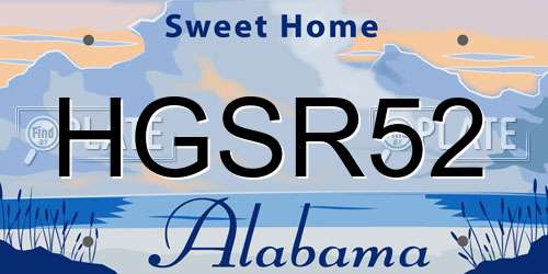 HGSR52 Alabama License Plate