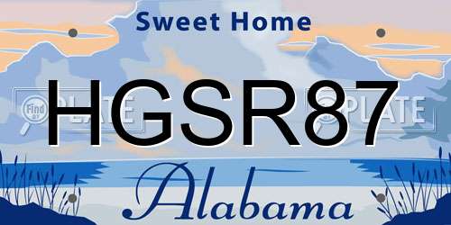 HGSR87 Alabama License Plate