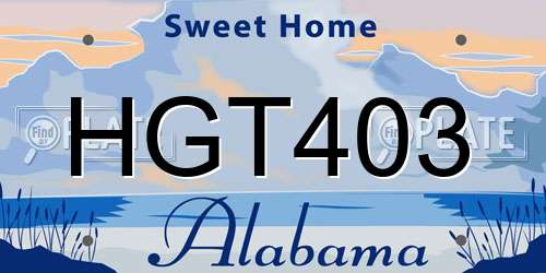 HGT403 Alabama License Plate