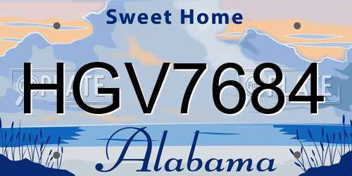 HGV7684 Alabama License Plate