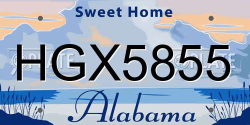 HGX5855 Alabama License Plate