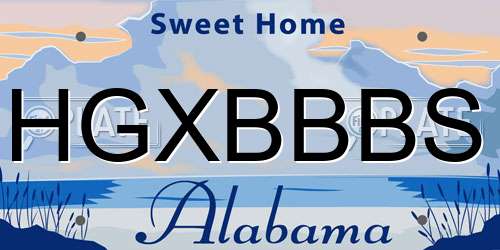 HGXBBBS Alabama License Plate