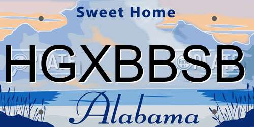 HGXBBSB Alabama License Plate