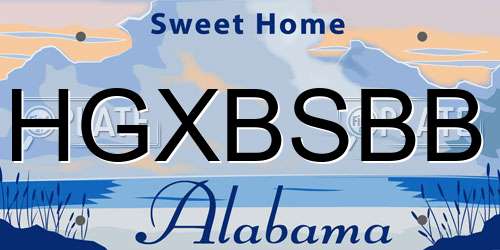 HGXBSBB Alabama License Plate