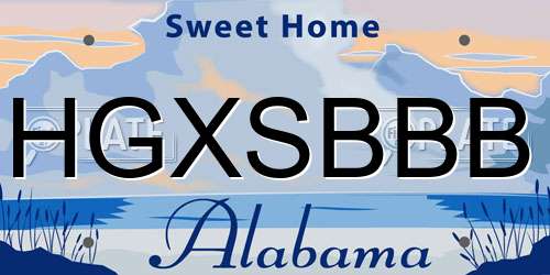 HGXSBBB Alabama License Plate