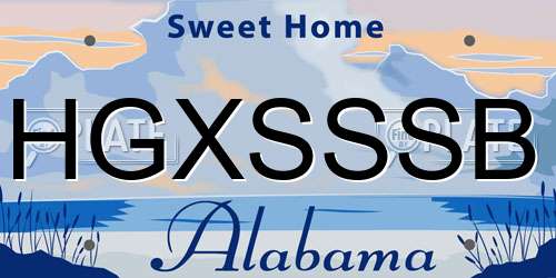 HGXSSSB Alabama License Plate