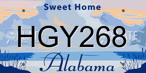HGY268 Alabama License Plate
