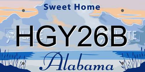 HGY26B Alabama License Plate