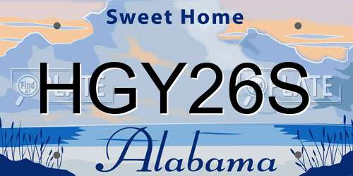 HGY26S Alabama License Plate