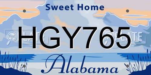 HGY765 Alabama License Plate