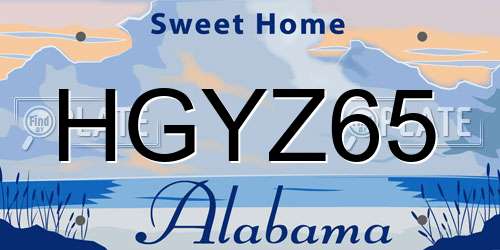 HGYZ65 Alabama License Plate