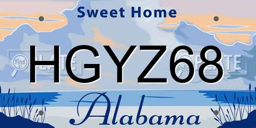 HGYZ68 Alabama License Plate