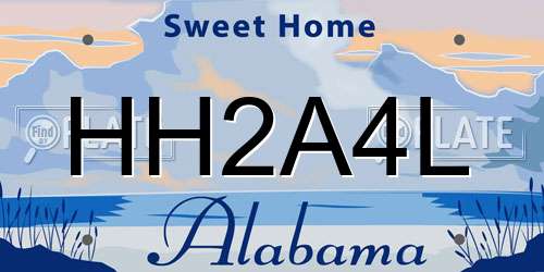 HH2A4L Alabama License Plate
