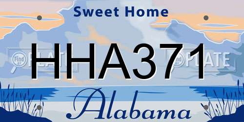 HHA371 Alabama License Plate